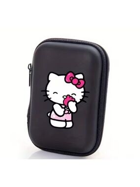 Hello Kitty Hard Shell Cable Organizer Case Earbuds Charger Storage Travel Bag
